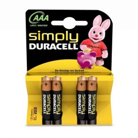 4 Baterias Duracell Simplesmente AAA LR03