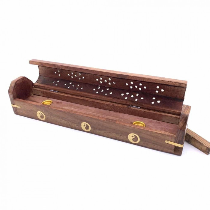 Porta Incenso In Legno Snadi - Torre Intagliata A Mano 30 Cm - Bruciatore Per Bastoncini E Coni, Design Indiano Unico