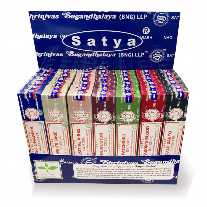 42 x Confezione di incenso Satya 7 profumi 15g - SPi Discount