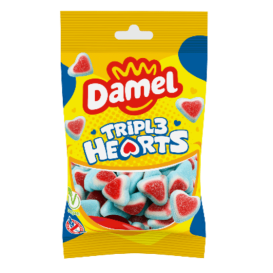 Bonbon Damel 80g Coeurs Triple (boite de 12 sachets)