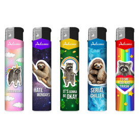 5 x Feuerzeug Adamo Raccoon and Sloth